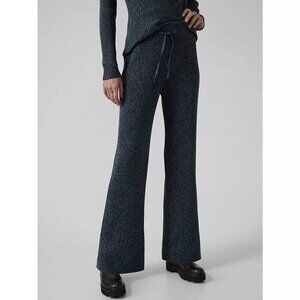 Athleta Reverie Hi-Rise Wide-Leg Sweater Knit Pants Pull On Navy Blue Women XS‎